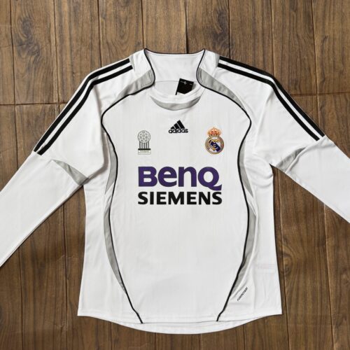 06-07 White Real Madrid Home Long Sleeve 2 (retro)