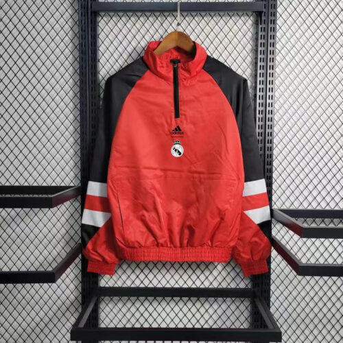 Real Madrid red pullover windbreaker
