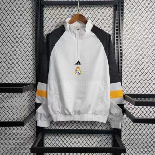 Real Madrid white pullover windbreaker