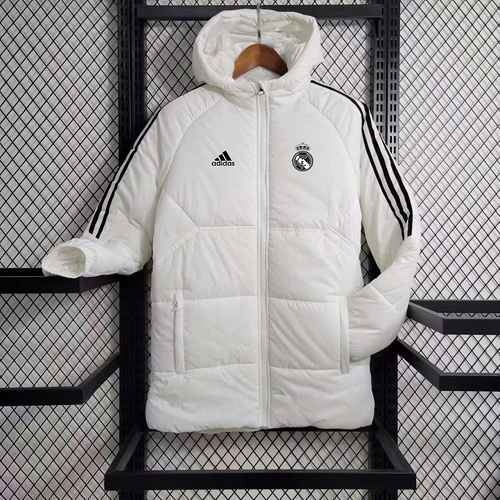 Real Madrid white cotton coat with black trim